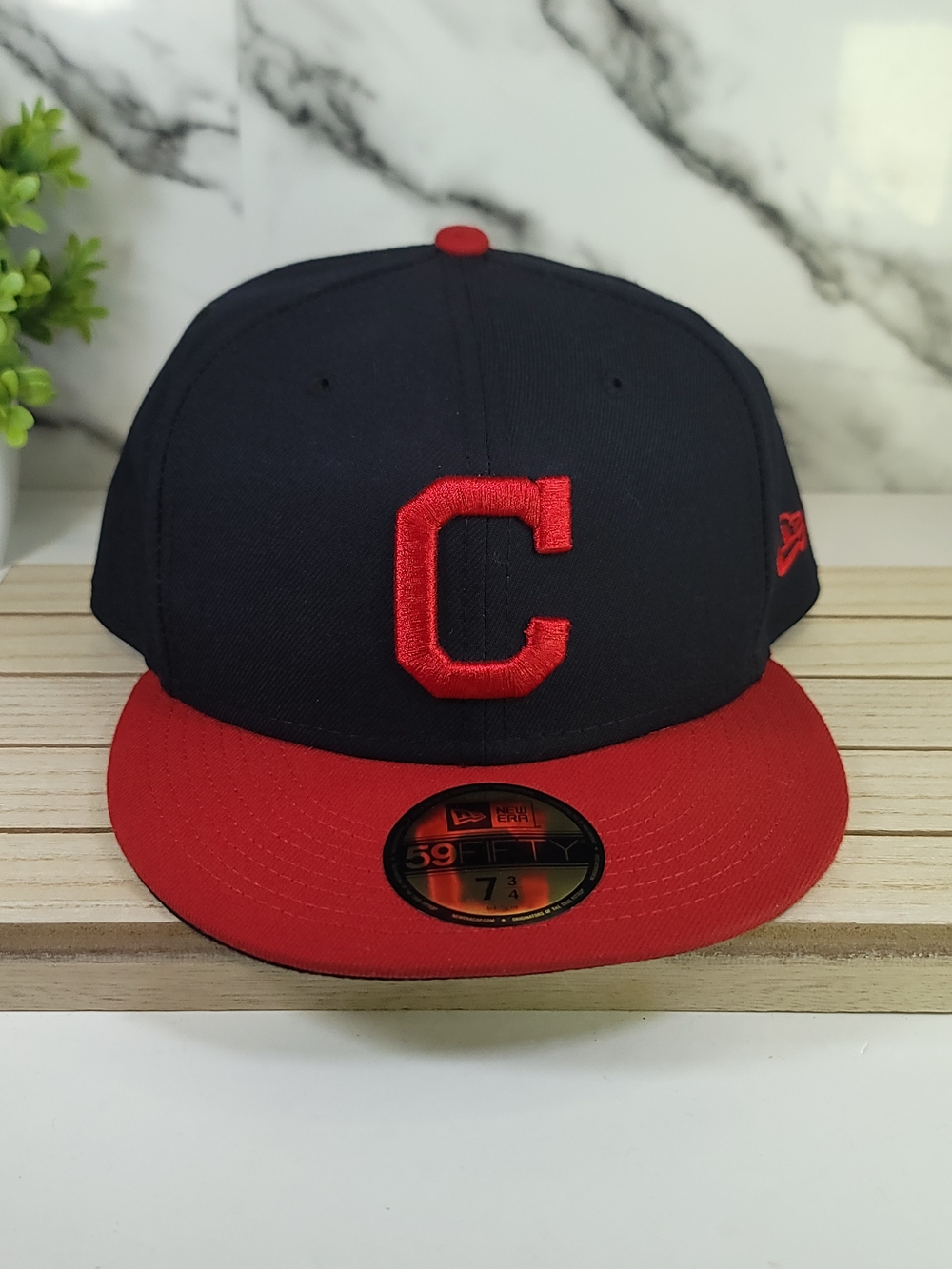 Cleveland Indians New Era 59FIFTY Black & Red Fitted Hat 7 3/4